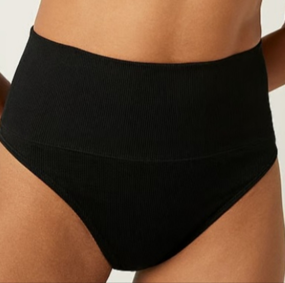 M L XL PINK Swim Seamless High Waist Bikini Bottom Black - Picture 2 of 4